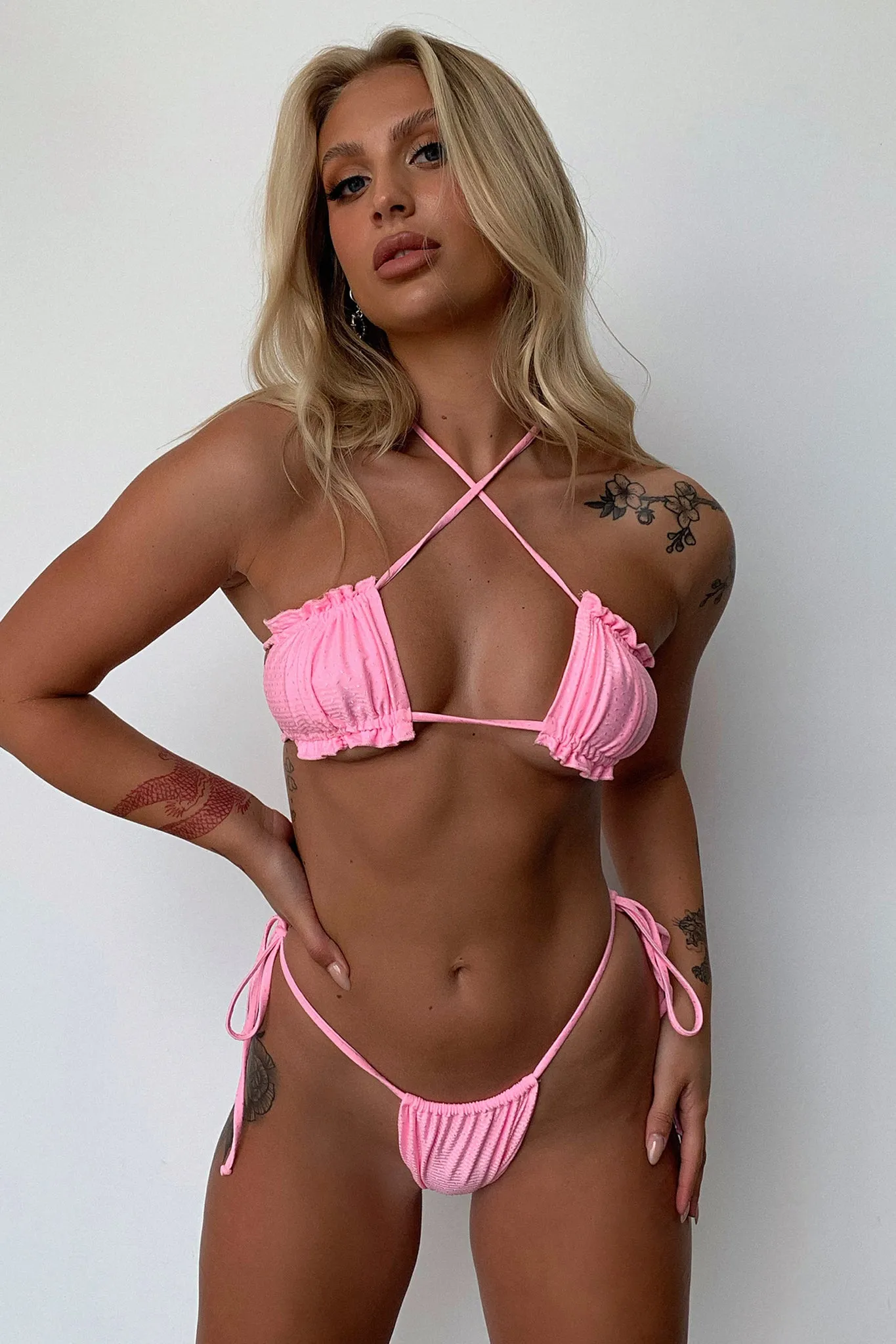 Four Way Stretch Recycled Material Euphoria Bikini Bottoms - Pink