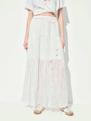 Elastic Waistband Tulle Skirt Suede Feel