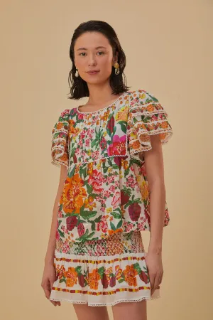 Winter Staple Off-White Flowerful Sketch Mini Skirt