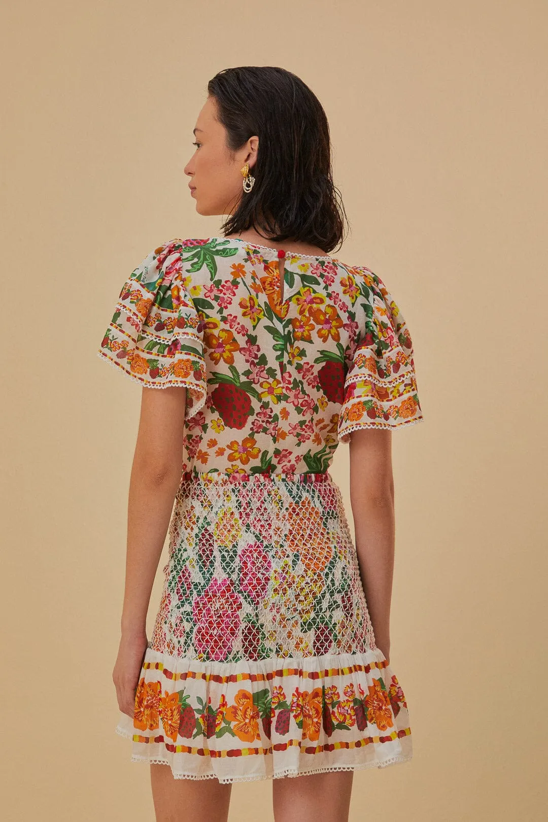 Off-White Flowerful Sketch Mini Skirt High Waist City Tones