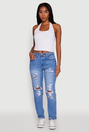 WAX Mid Rise Boyfriend Cut Distressed Jeans High Quality Bold Look Summer Vibes