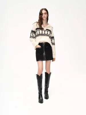 Front Zipper Mini Skirt Outfit Focused