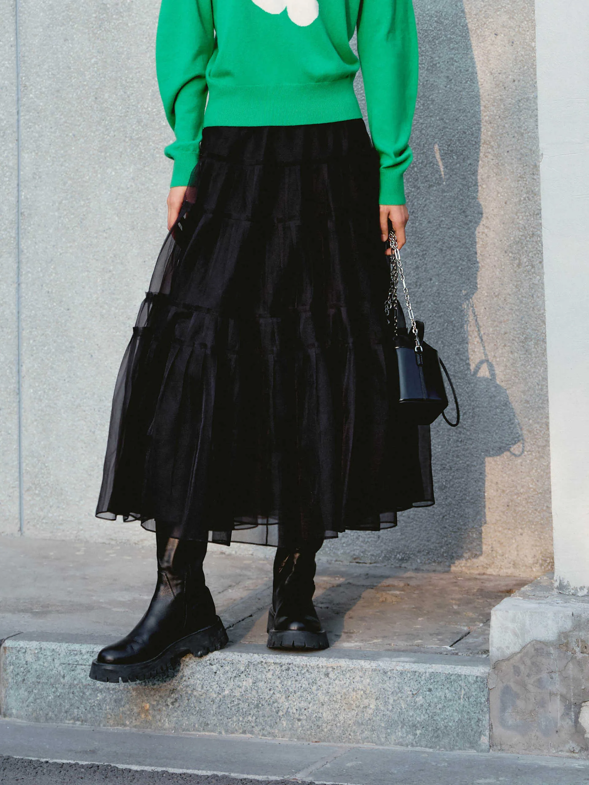 music concert Mood Outfit Layered Ruffled Tulle Skirt