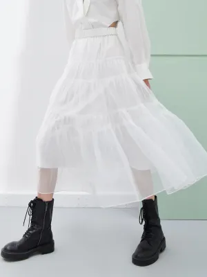 Layered Ruffled Tulle Skirt Autumn Stroll Calm Mood