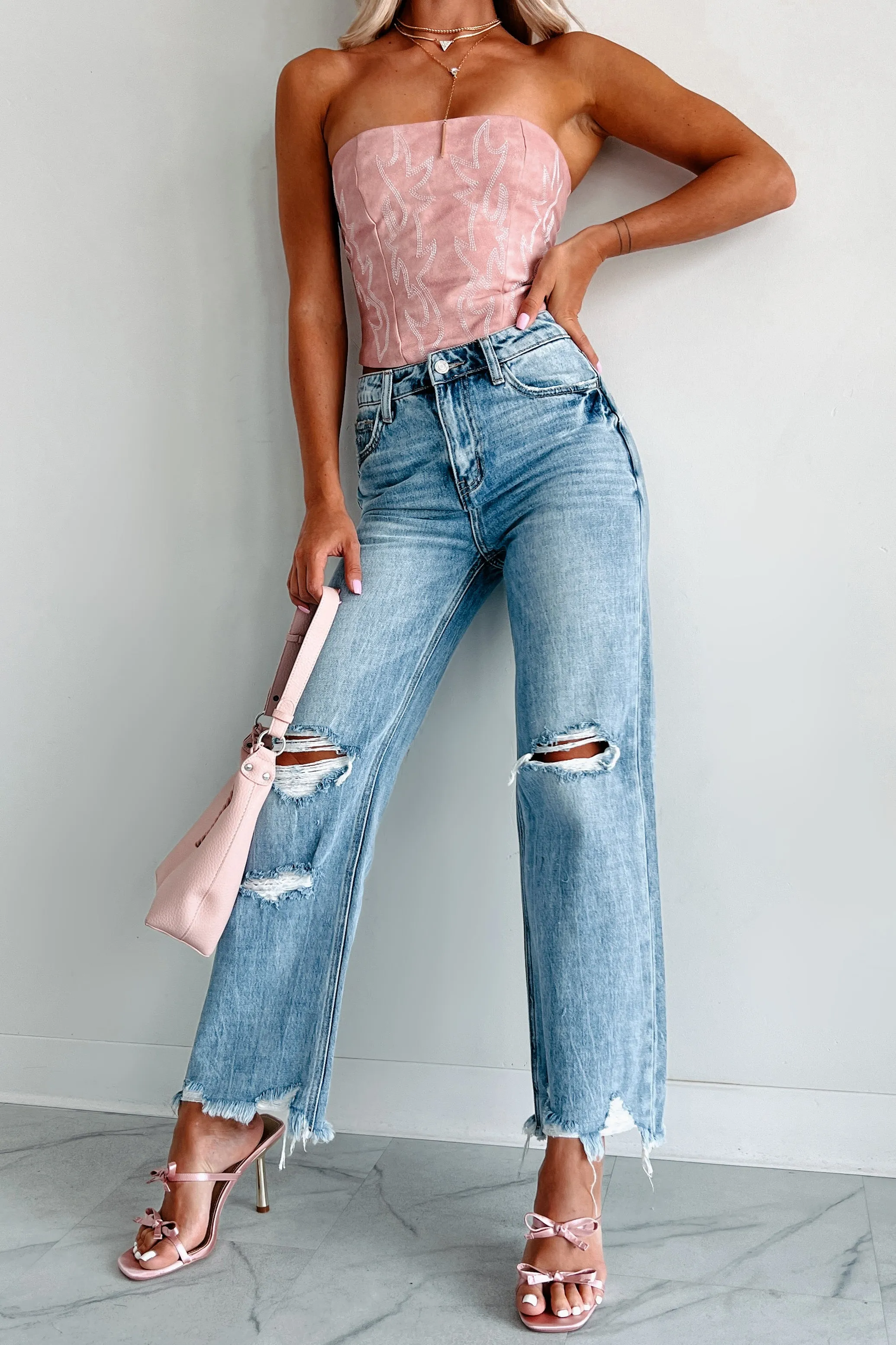 Temperature Control Technology Ultra Soft Texture Redeemed High Rise Distressed 90's Flare Vervet Jeans (Medium)