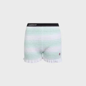 Casablanca Stripe Shirred Shorts - Jersey Mint Adjustable drawstring Eco Friendly Dye Process