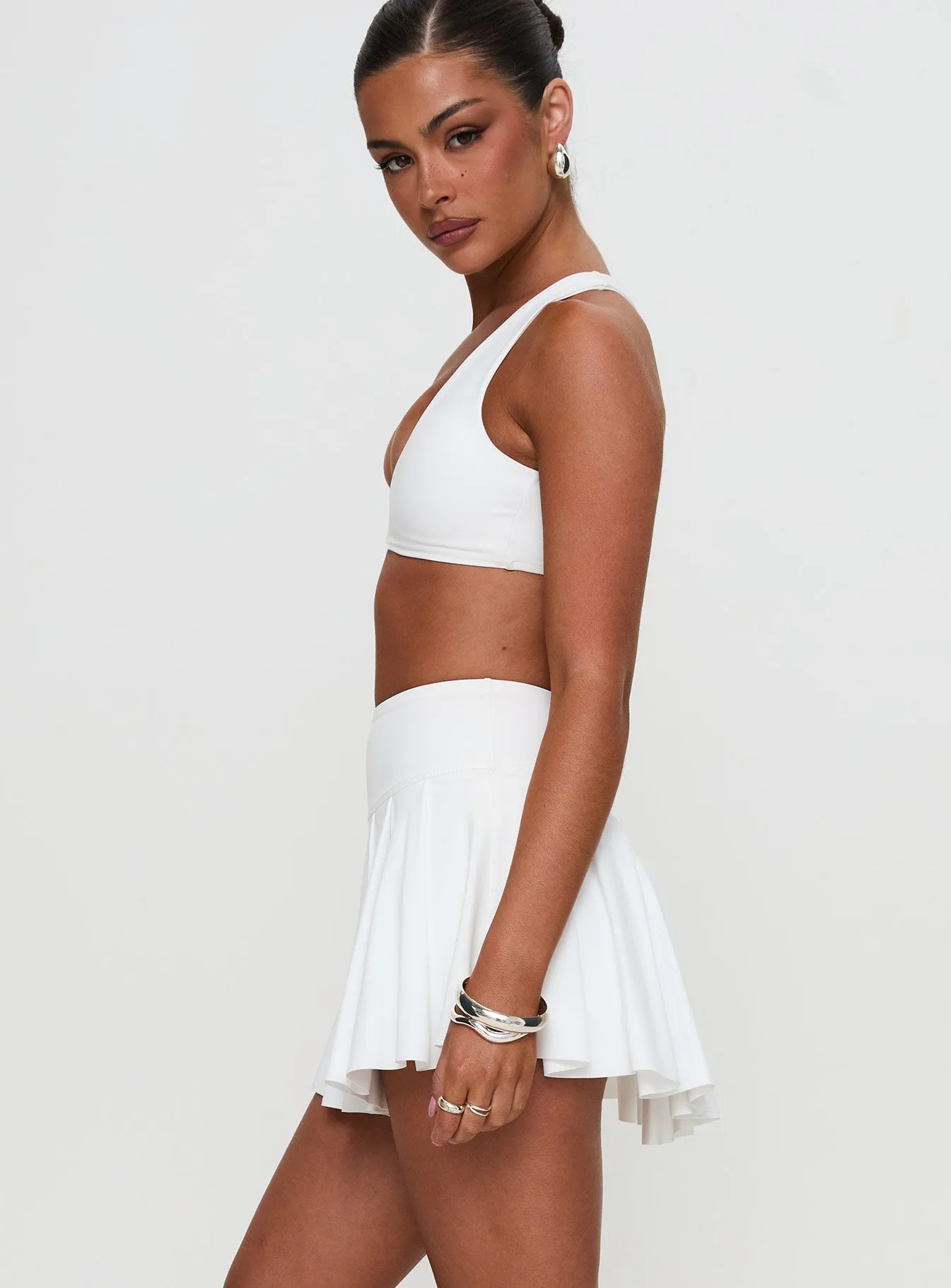 Dynamic Pleat Active Skort White Street Attire Hidden Zipper