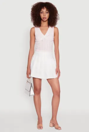 Blashe Ribbon Lace Trim V-Neck Tank Top military base High Stretch