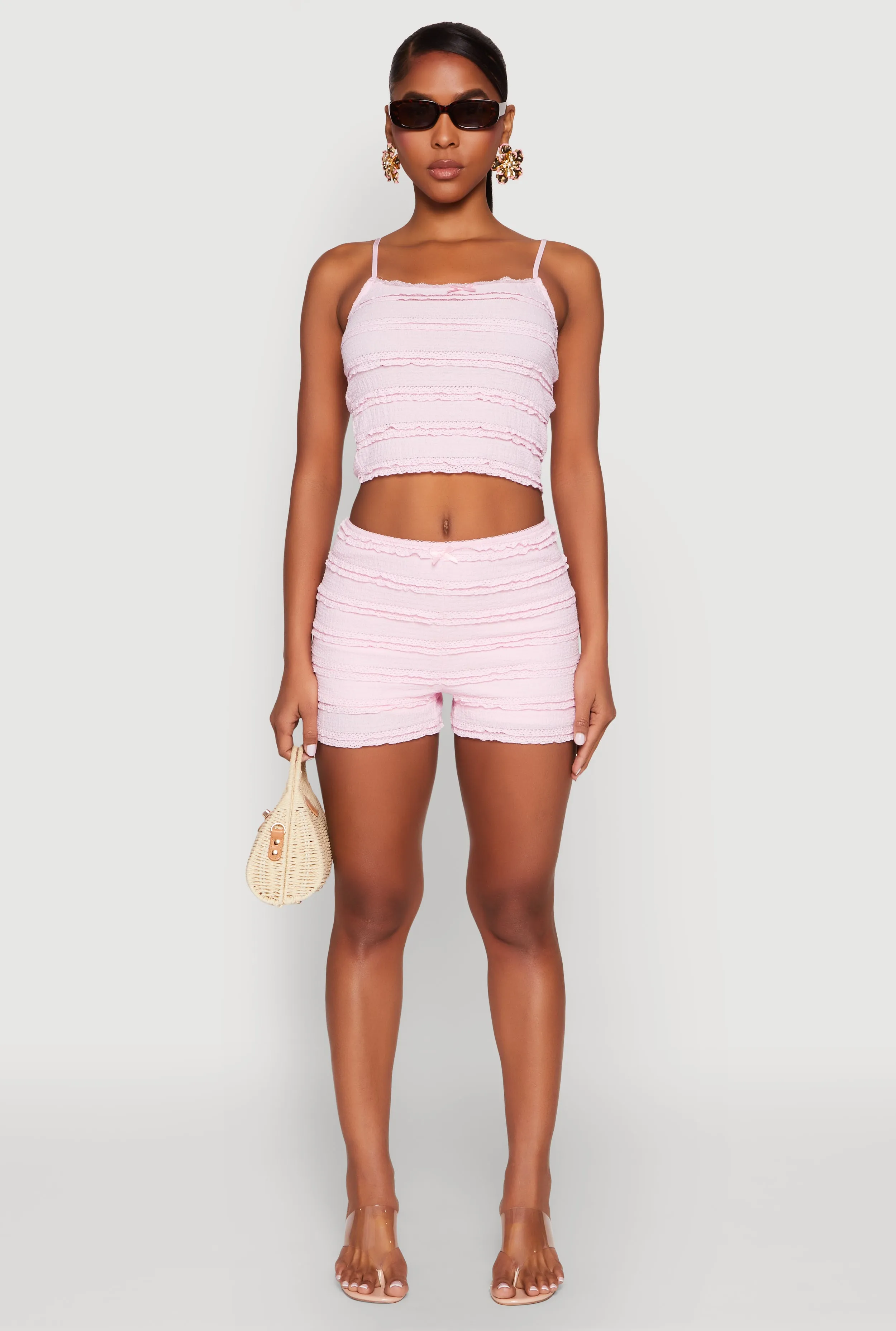 Crew - friendly humid environment Textured Knit Tiered Lace Detail Cami