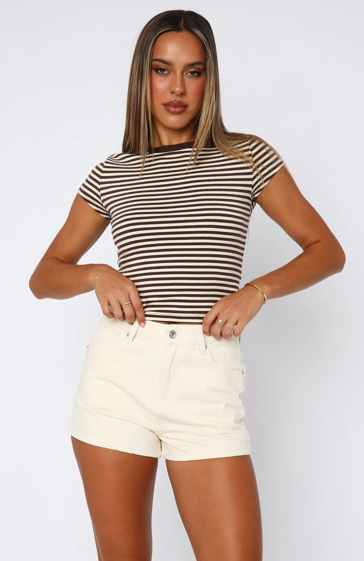 Non Irritating Tagless Emerson Denim Shorts Cream