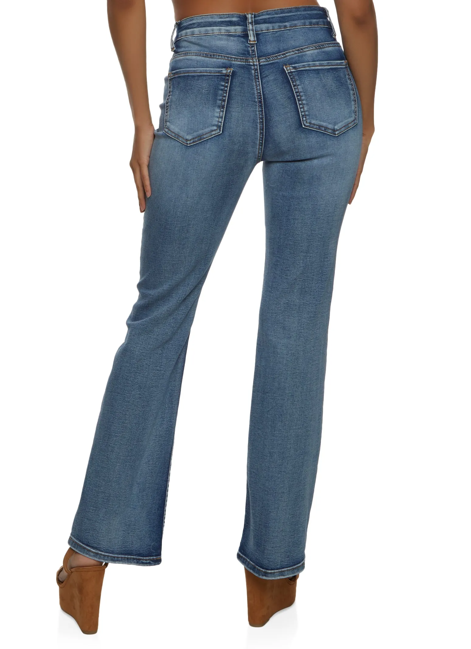 Neutral Base Casual Wear WAX Acid Wash Boot Cut Jeans