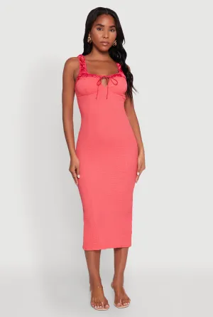Flattering Silhouettes Soft Flow Iris Two Tone Tie Front Tank Dress