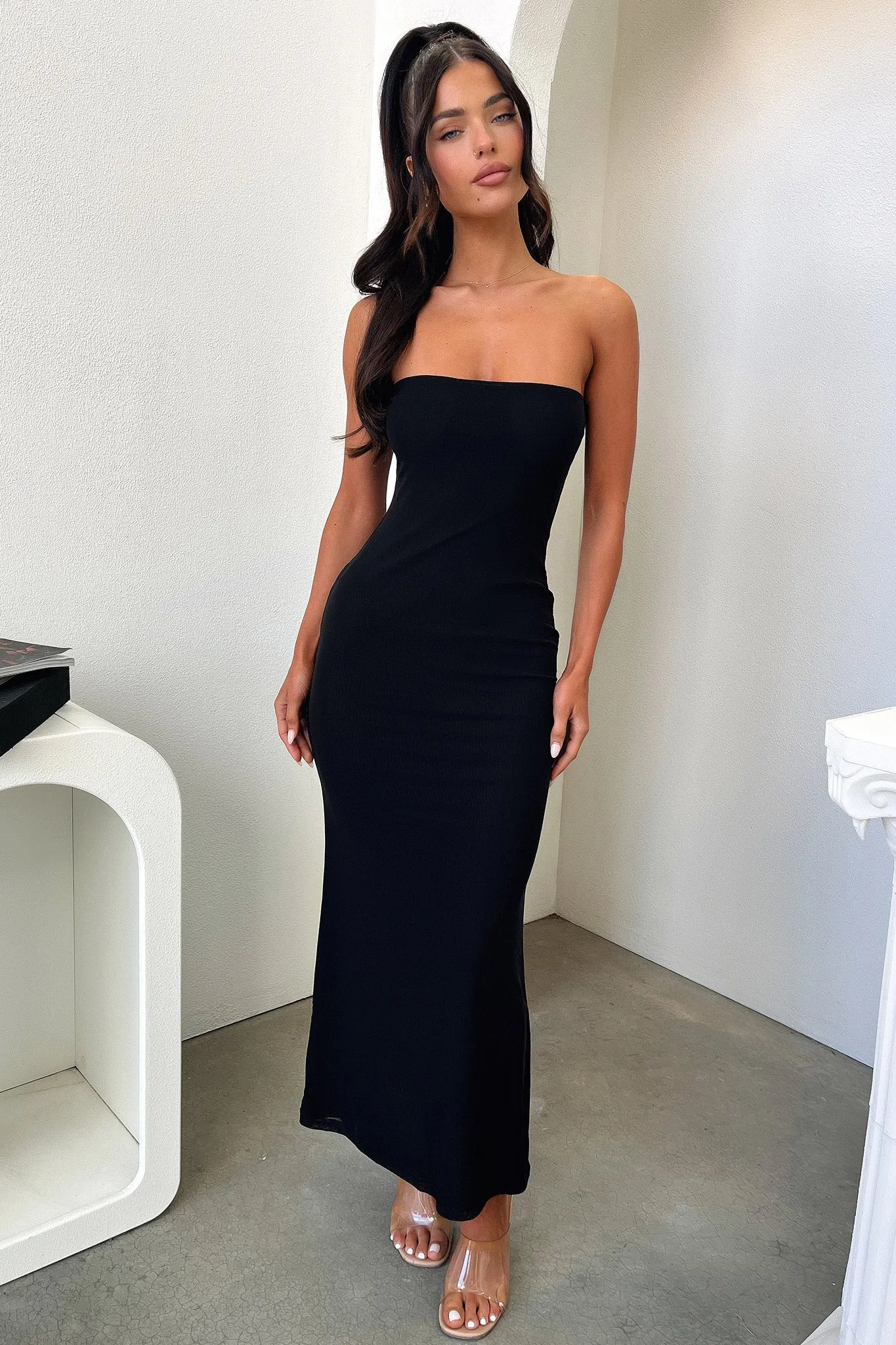 Carina Maxi Dress - Black Soft fabric maxi gown