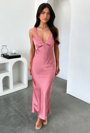Delayne V-Neck Satin Midi Dress - Rose Olive Green