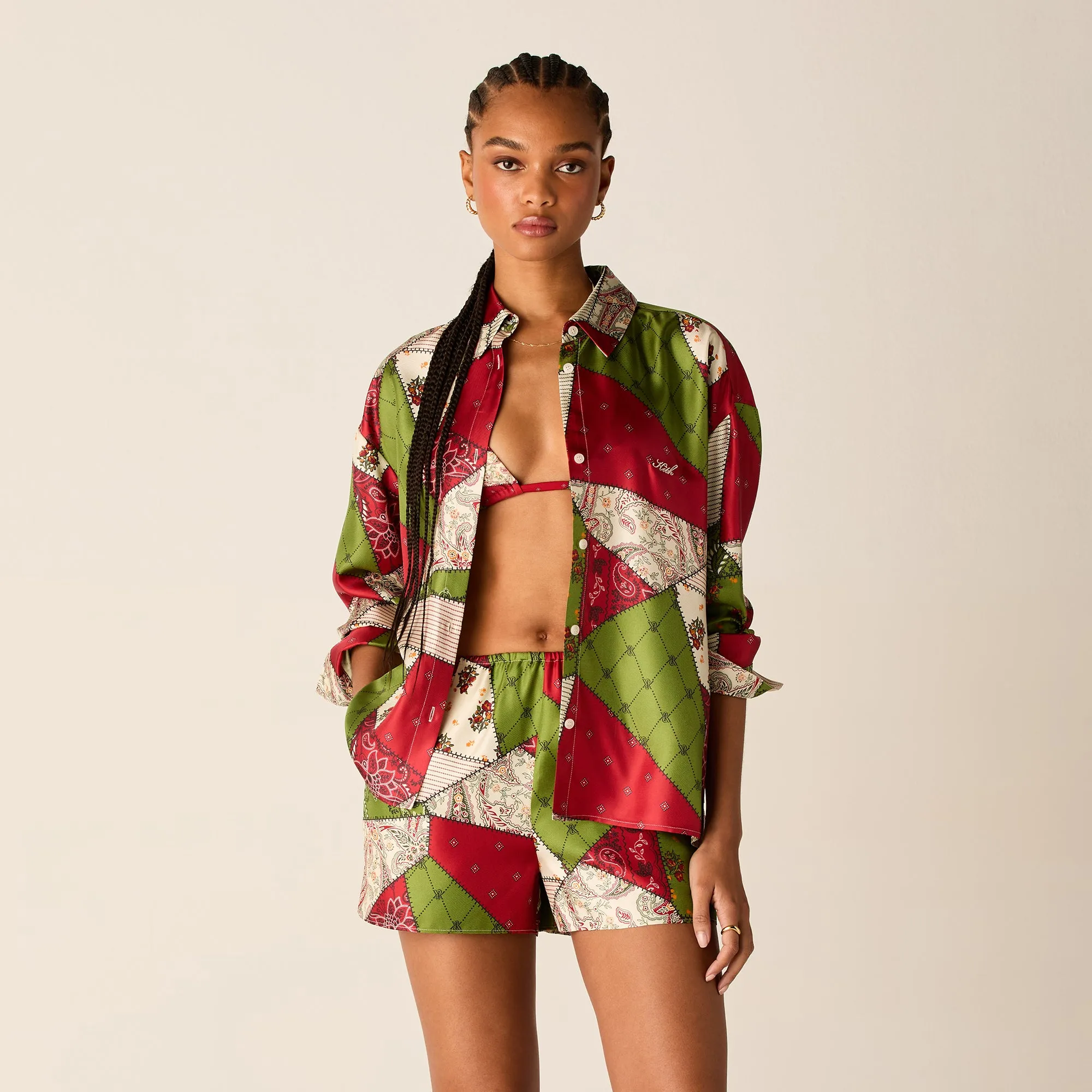 Kith Women Thea Patchwork Print Short - Kyoho Flame Retardant Coating Tagless Design