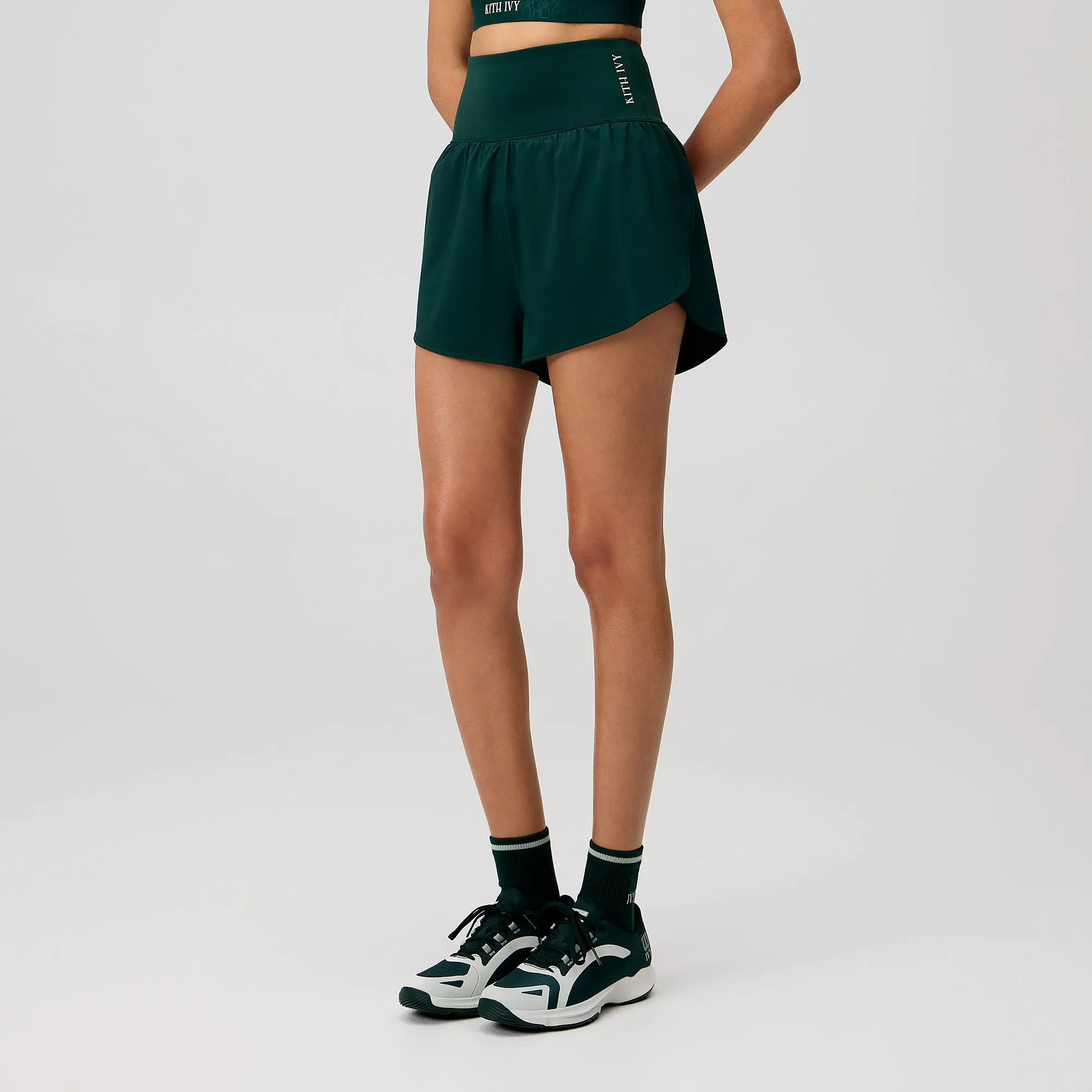 Kith Ivy for Wilson Women's Lined Split Court Short - Ivy Green No Ride Up Technology