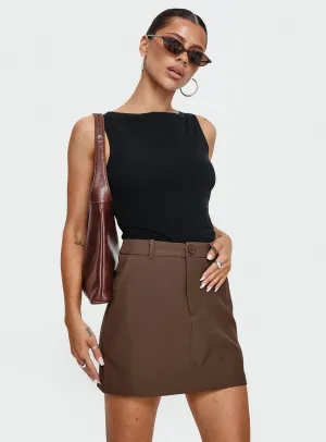 Water Repellent Fresh Fit Sabyna Tailored Mini Skirt Brown