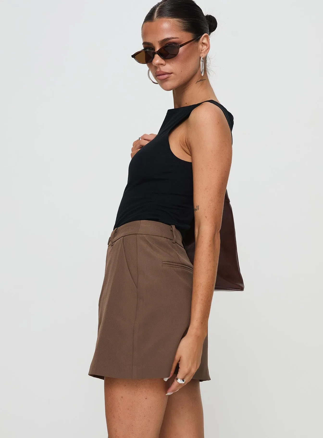 Clean Finish Fit Choice Sabyna Tailored Mini Skirt Brown