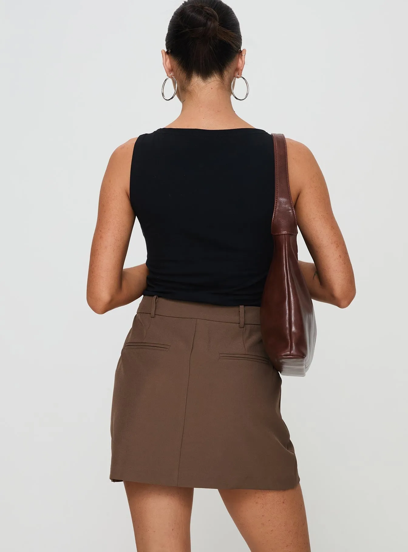 Lightweight Pure Vibes Sabyna Tailored Mini Skirt Brown