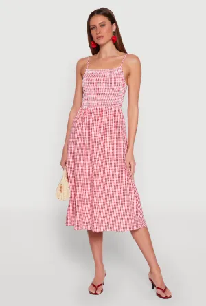 Almost Famous Cut Out Back Gingham Dress Blue Hour