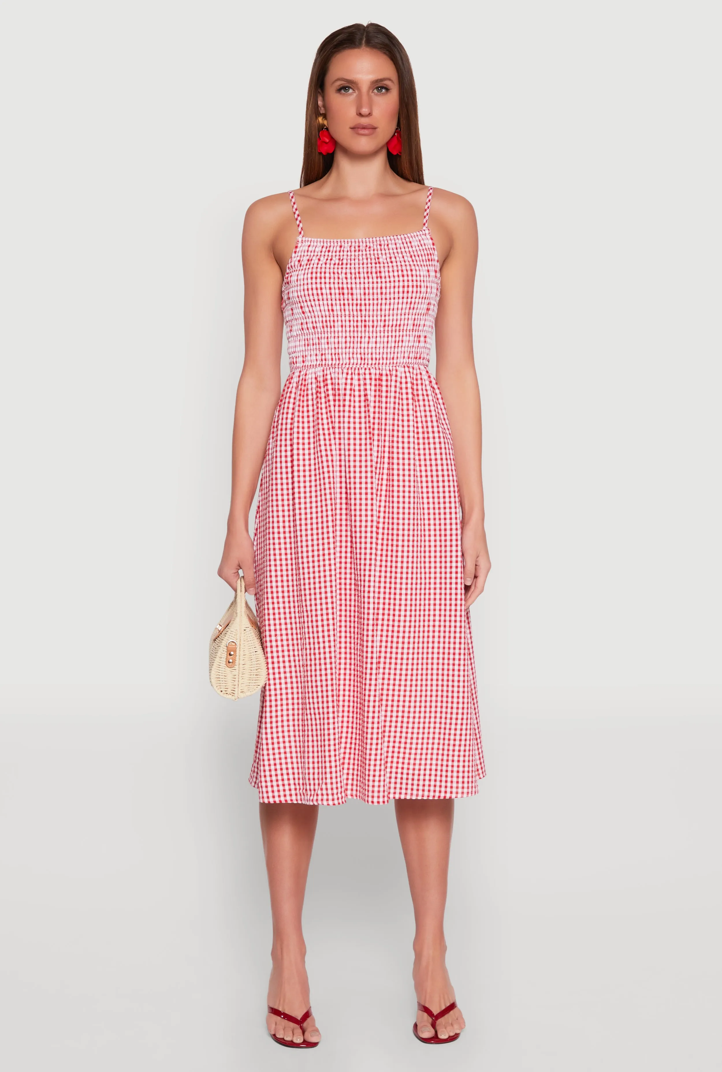 Almost Famous Cut Out Back Gingham Dress Vibrant Style