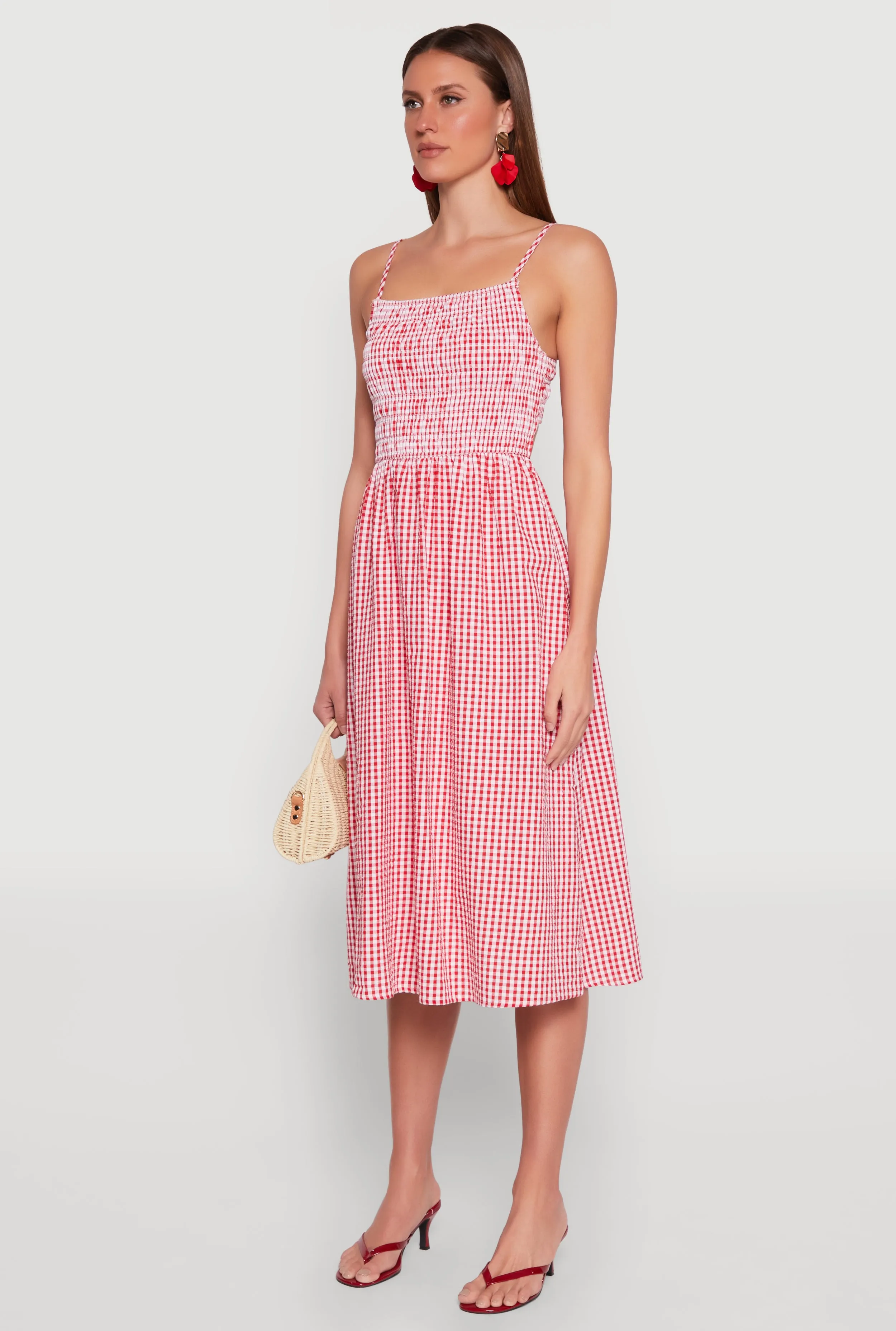 Inner Glow Pearl Soft Almost Famous Cut Out Back Gingham Dress
