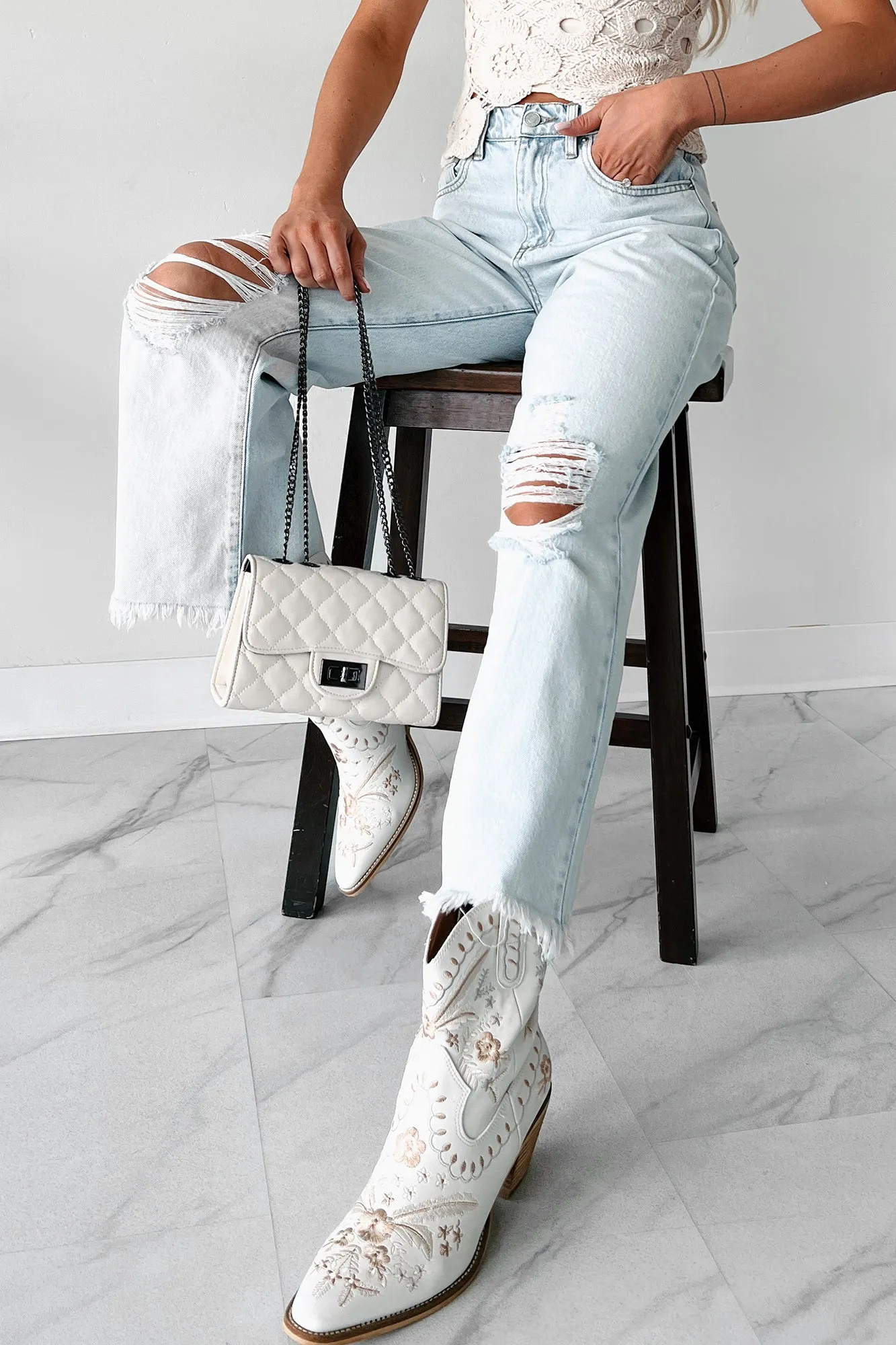 DOORBUSTER Anthony High Rise Distressed Sneak Peek Crop Jeans (Light Acid) Casual Days Date Night Summer Vibes