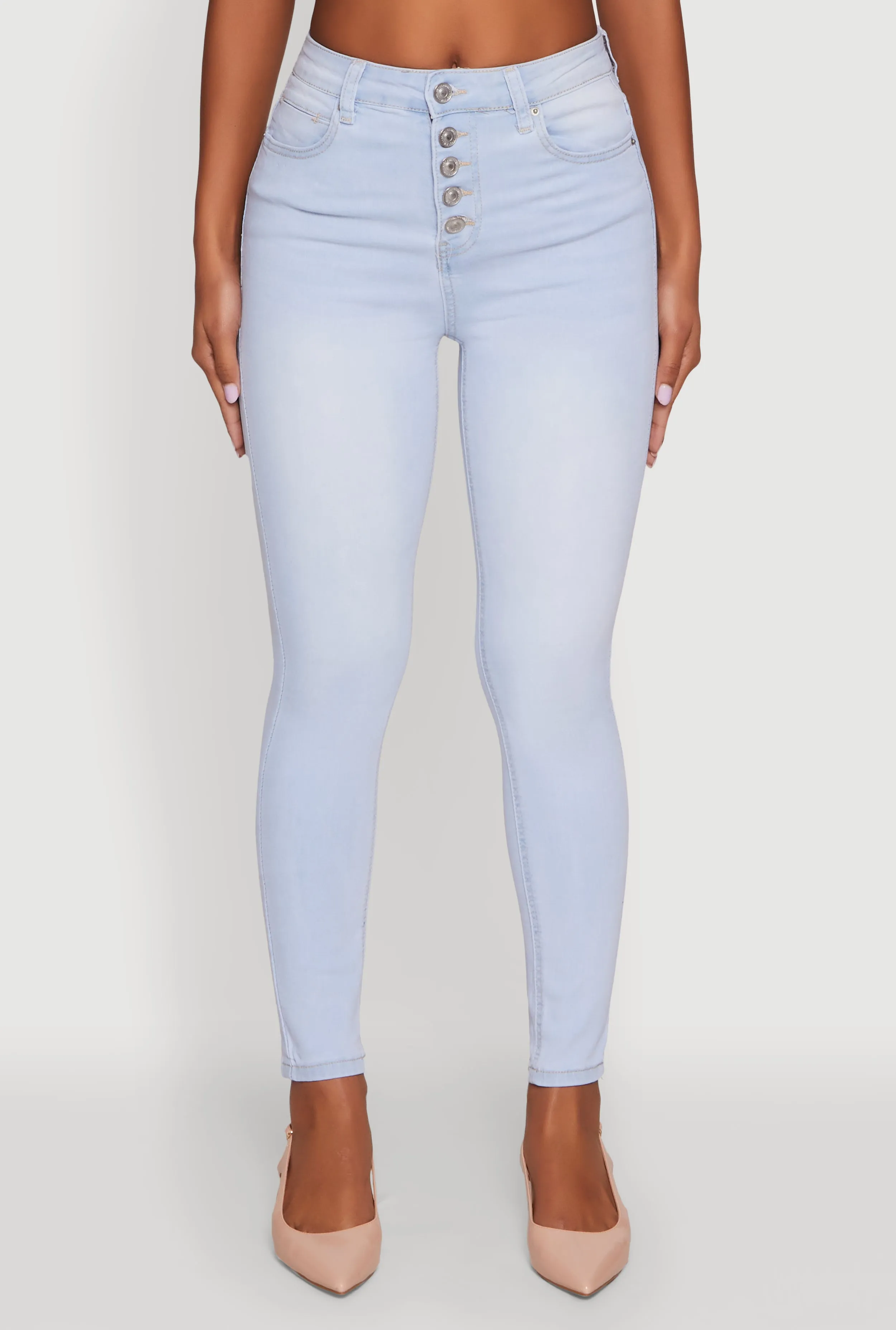 Versatile Winter Warmth WAX High Waisted Skinny Leg Stretch Jeans