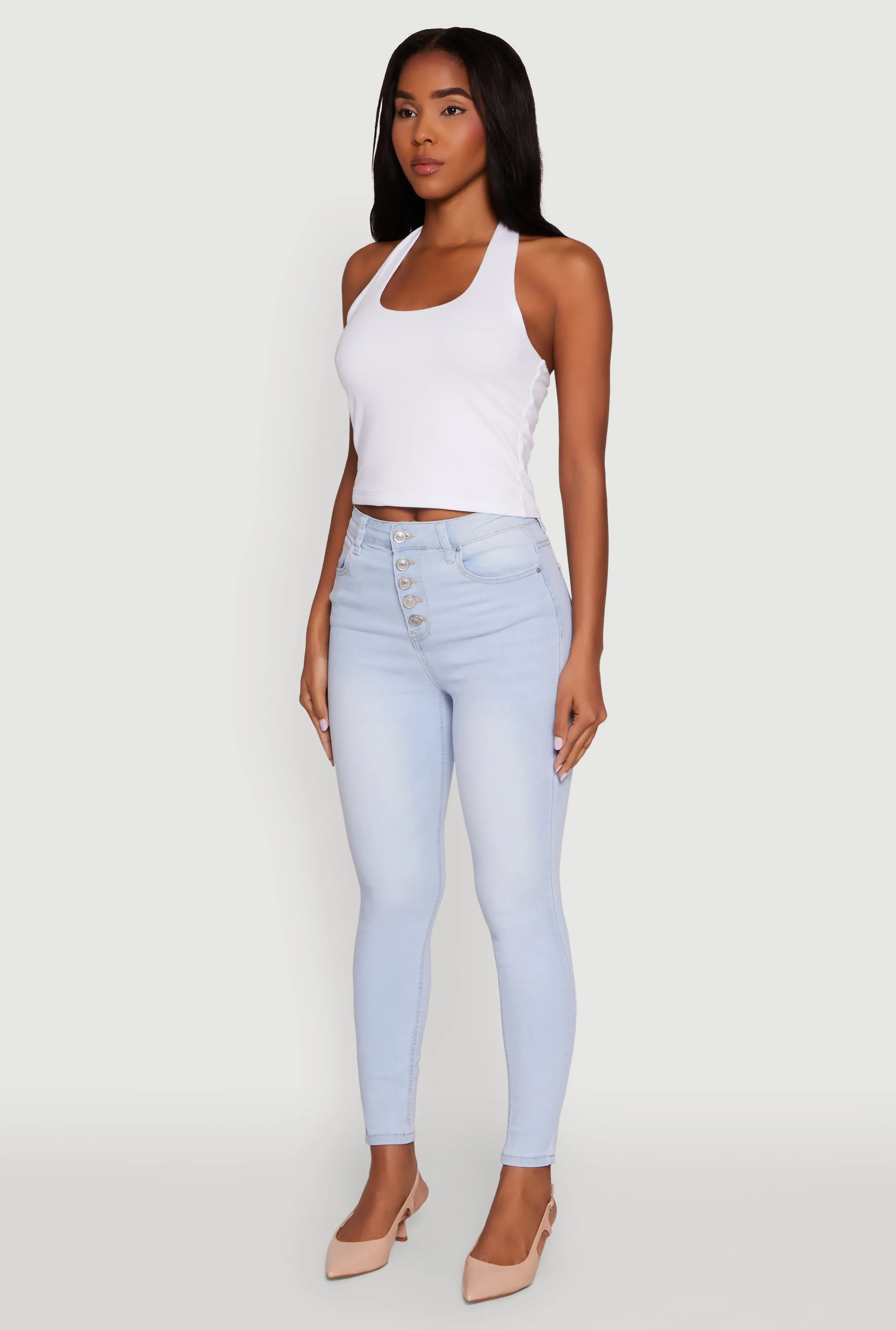 WAX High Waisted Skinny Leg Stretch Jeans Smooth Picnic Style