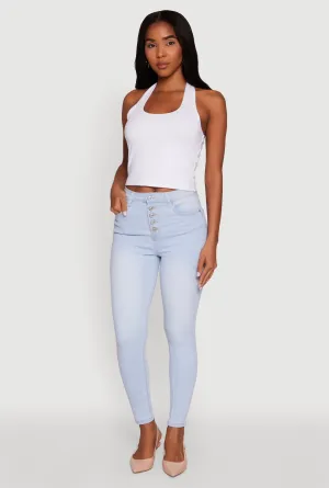 Lightweight Choice Neutral Vibrant Chill Outfit WAX High Waisted Skinny Leg Stretch Jeans