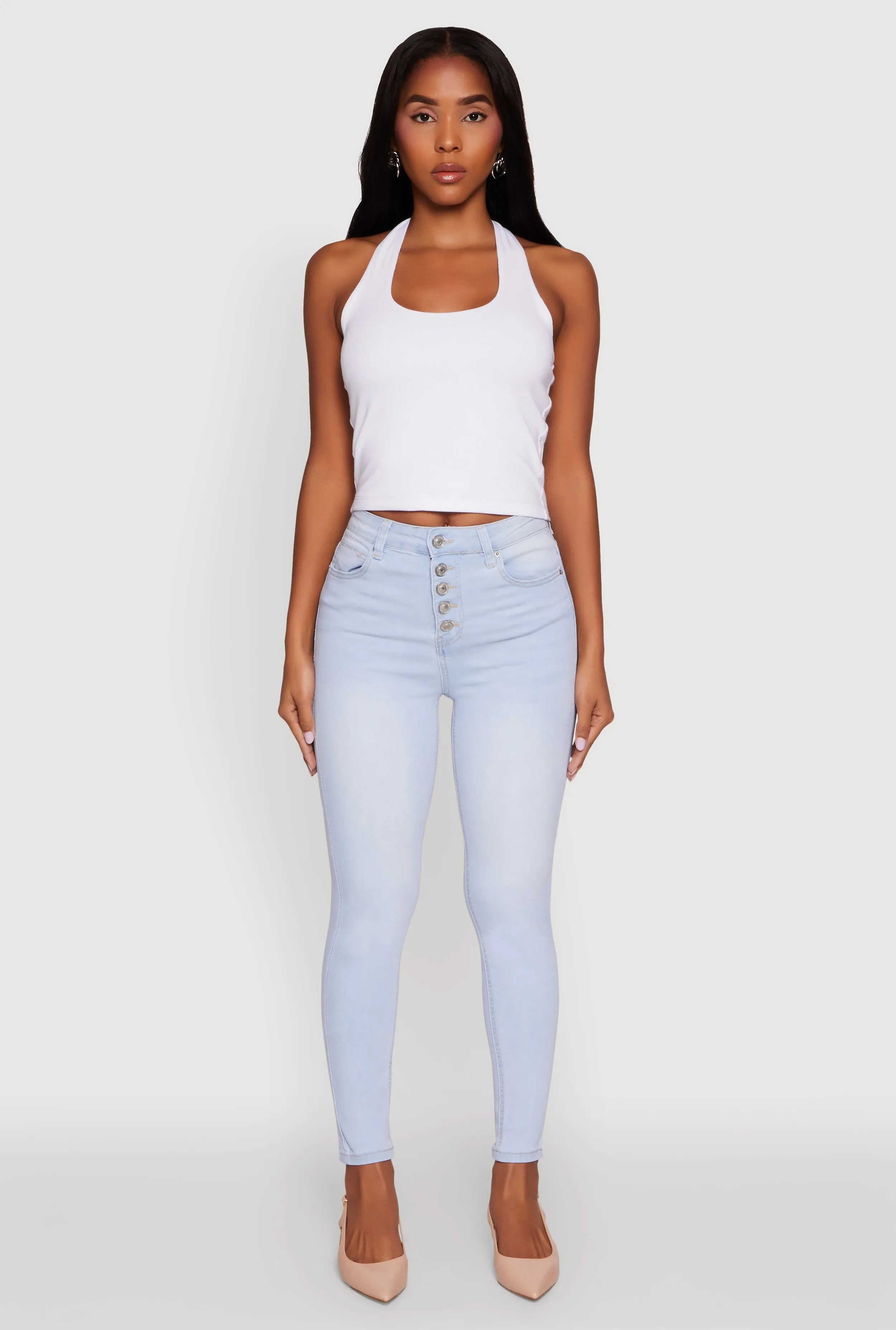 WAX High Waisted Skinny Leg Stretch Jeans Day Wear High Quality Classic Wear Earthy