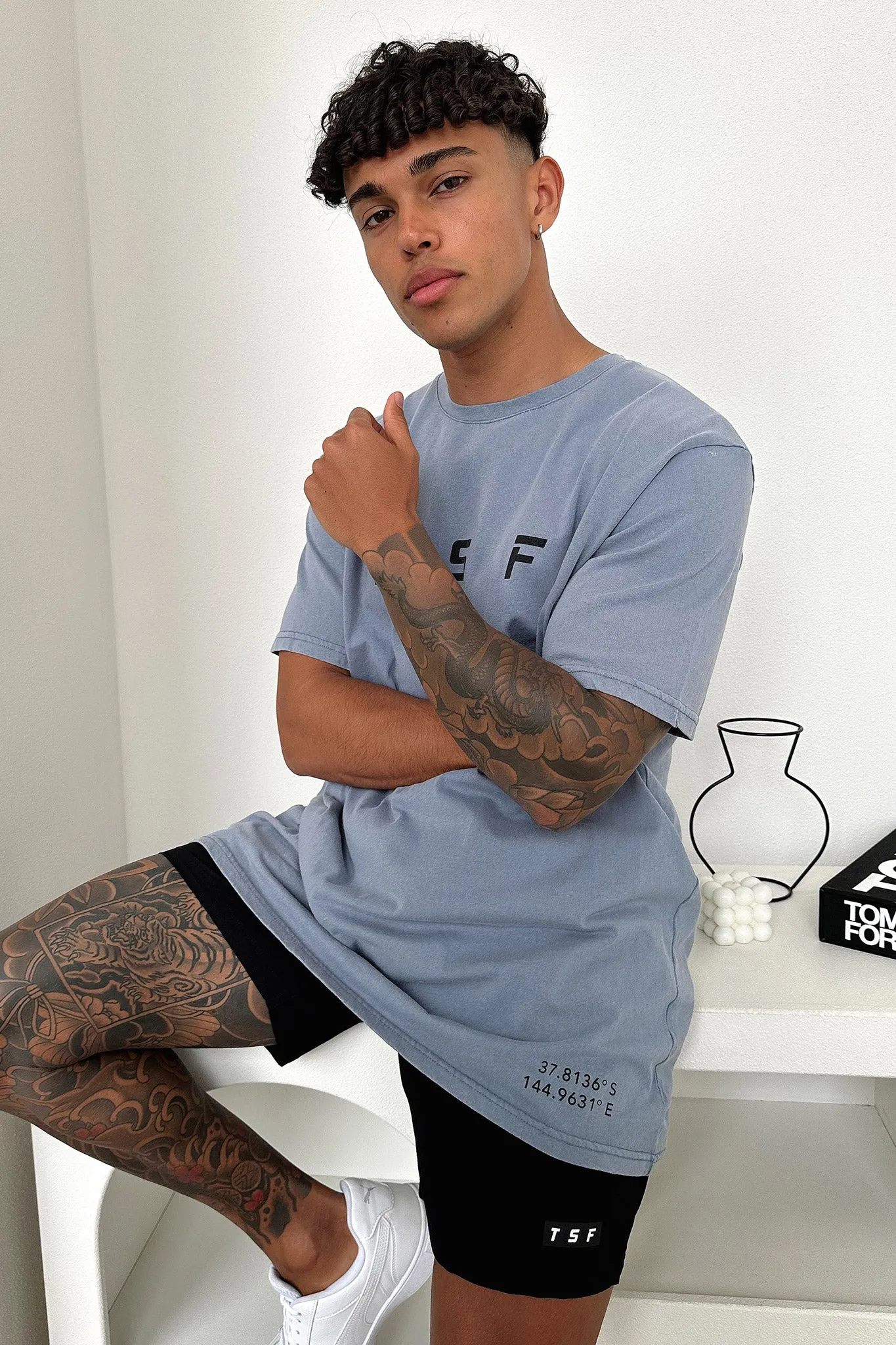 Chic Style Trend Daily Comfort Style Zone Tee - Dusty Blue