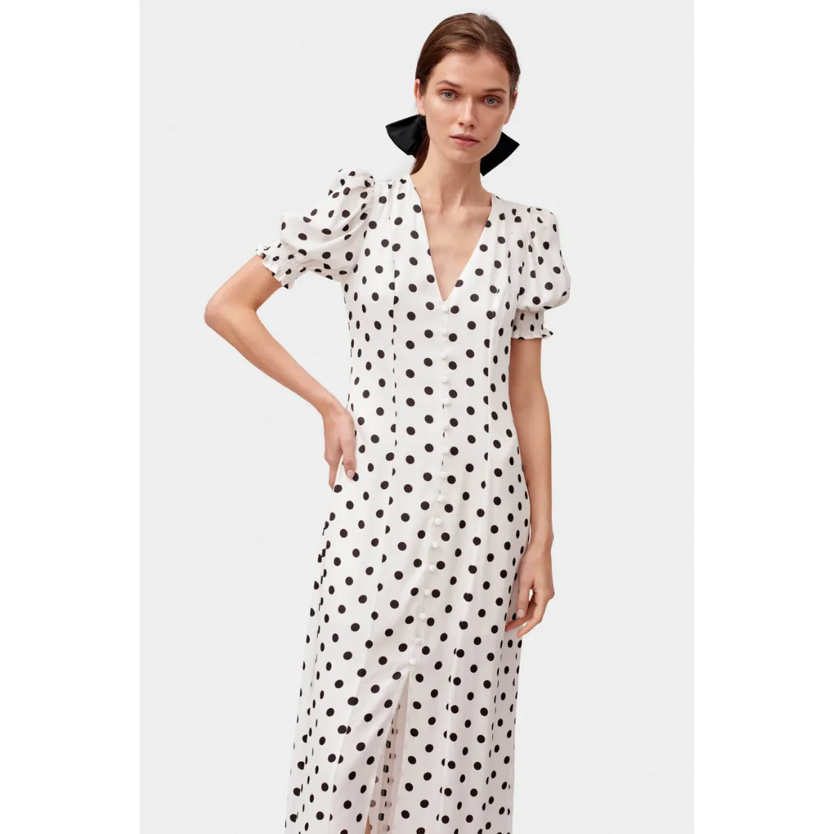 FlexFitTechnology Feather Glow Bella Polka Dot Dress White