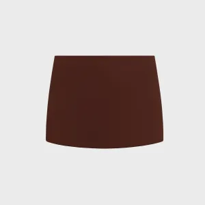 GUIZIO Micro Mini Stretch Skirt - Brown Daily Fashion Wrap Front