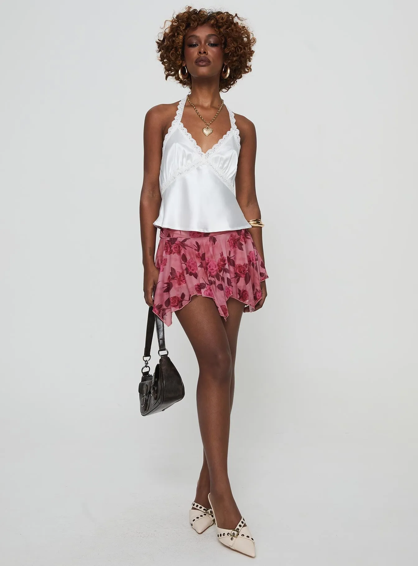 Vegan Material Everyday Essential Perezie Mini Skirt Pink