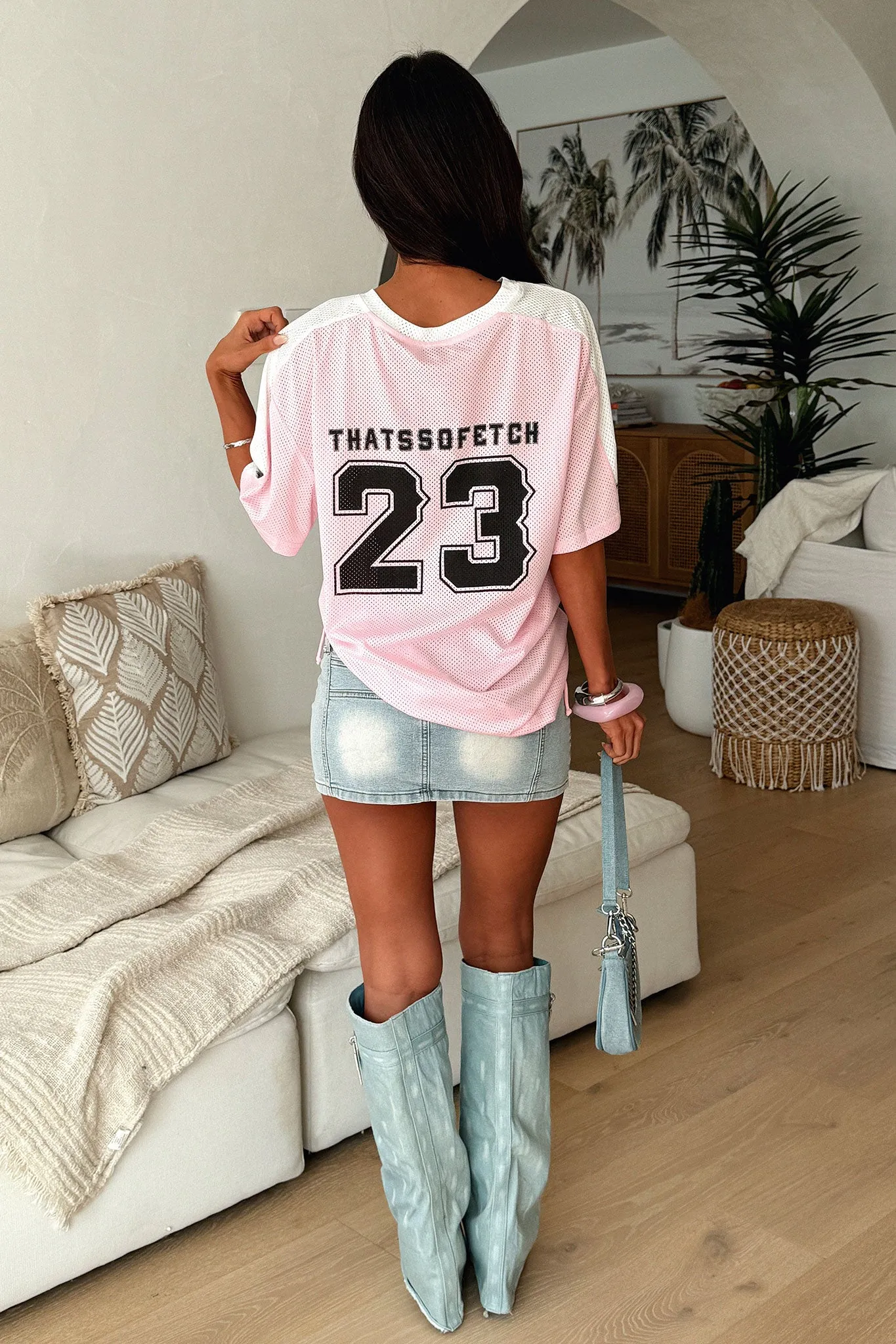 Touchdown Tee - Pink Wrinkle Resistant Material