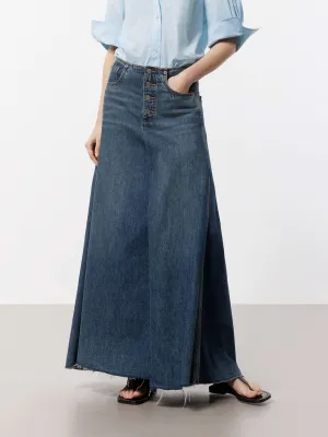 A-line Maxi Denim Skirt Simple Look