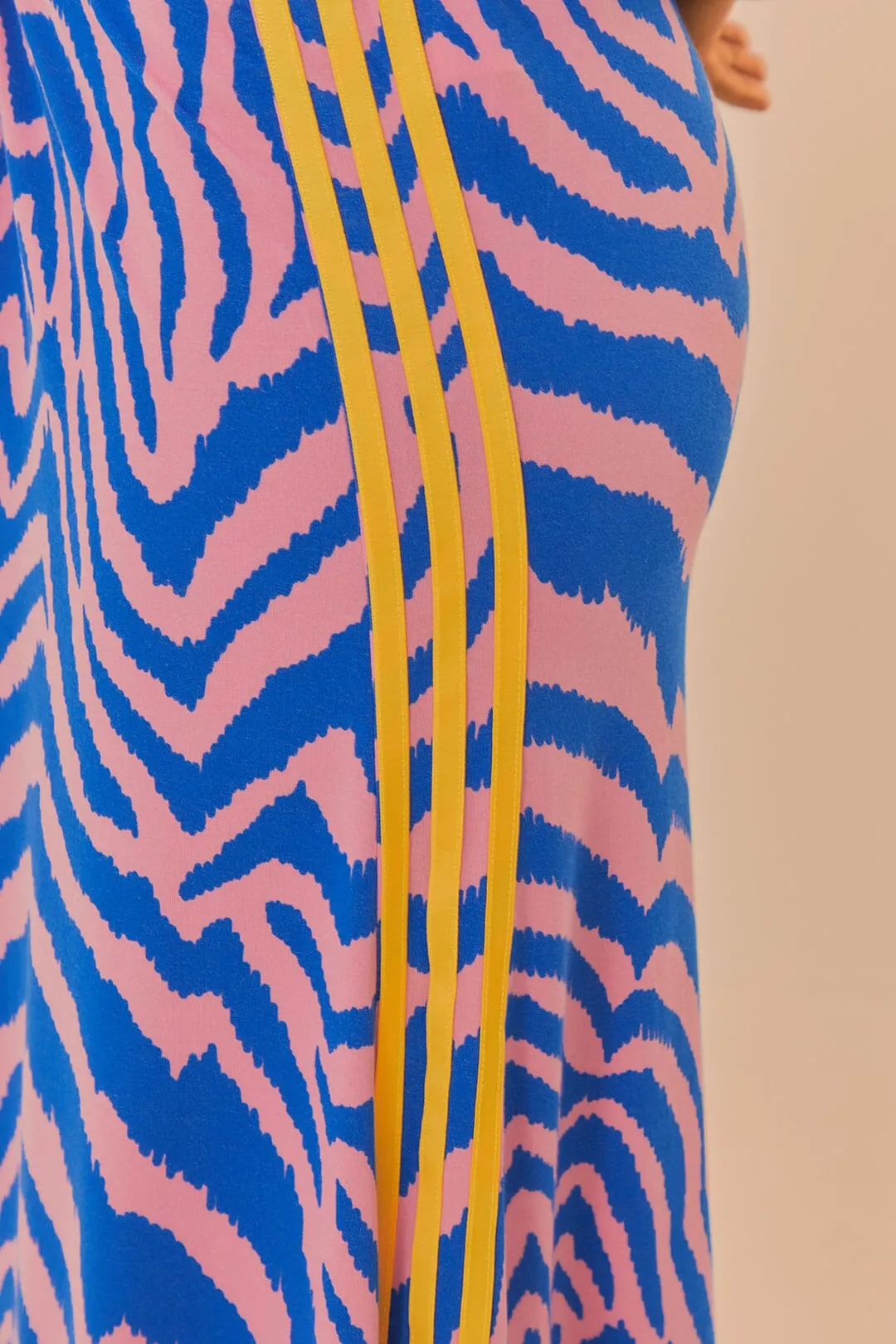 Contrast Stitching Side Slit Blue Adidas Farm Rio Maxi Skirt