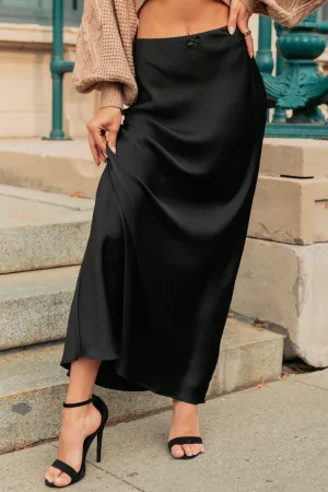 Chic Knows Best Textured Maxi Skirt (Black) Seasonal special