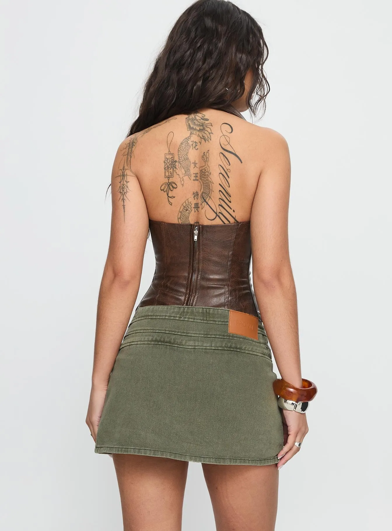 Generous Wrap Buckle Skort Washed Khaki Versatile Wear