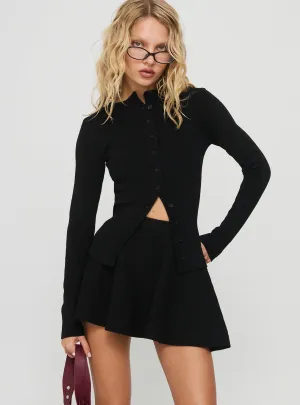 Juni Floaty Knit Mini Skirt Black Bold Cut