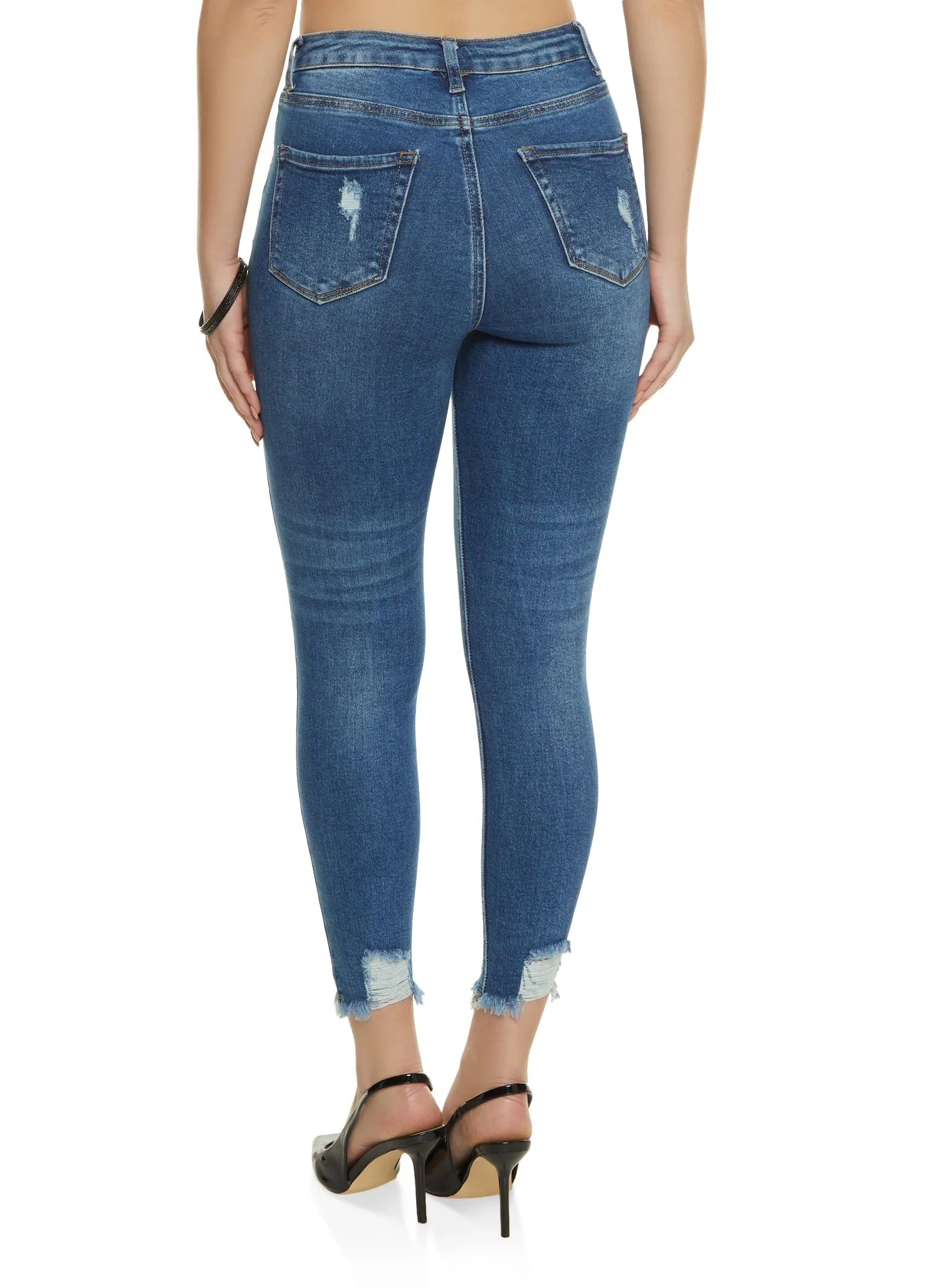 WAX Distressed Frayed Hem Skinny Jeans Morning Stroll Streetwear Fan Artist Vibe Premium