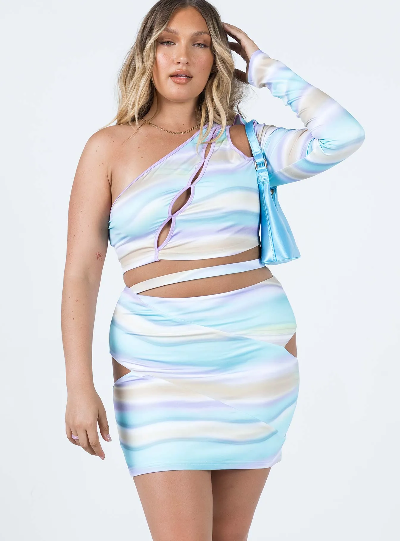 Foldable Packability Josie Marble Mini Skirt Multi