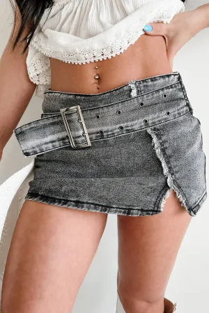Eco Friendly Some Enchanted Evening Denim Mini Skirt (Acid Black)