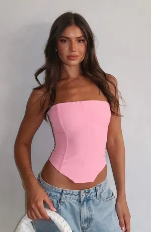 Let It Go Strapless Bustier Bubblegum WrinkleResistantWeave Petal Sleeve Architecture