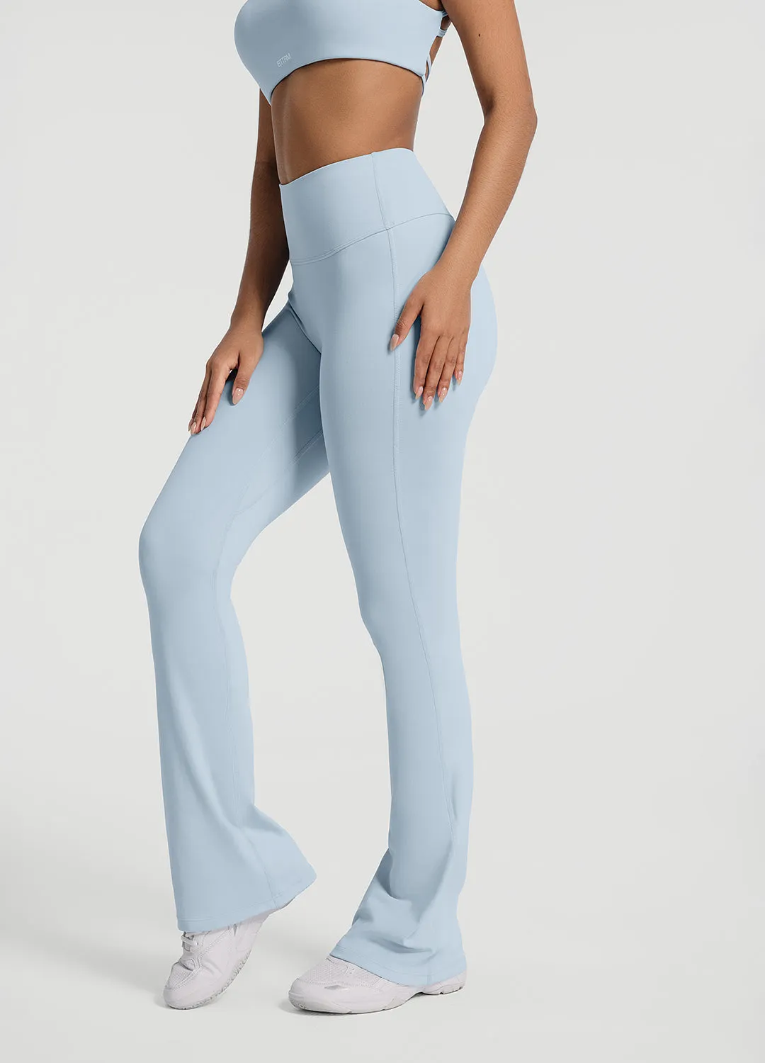 Ruched Flared Leggings Quick Dry Minimalist Style