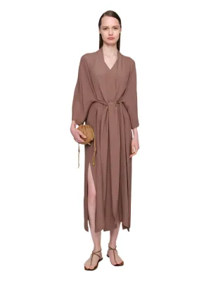 StretchWaistband WaterRepellent Coating Taupe Chalayan Viscose Dress