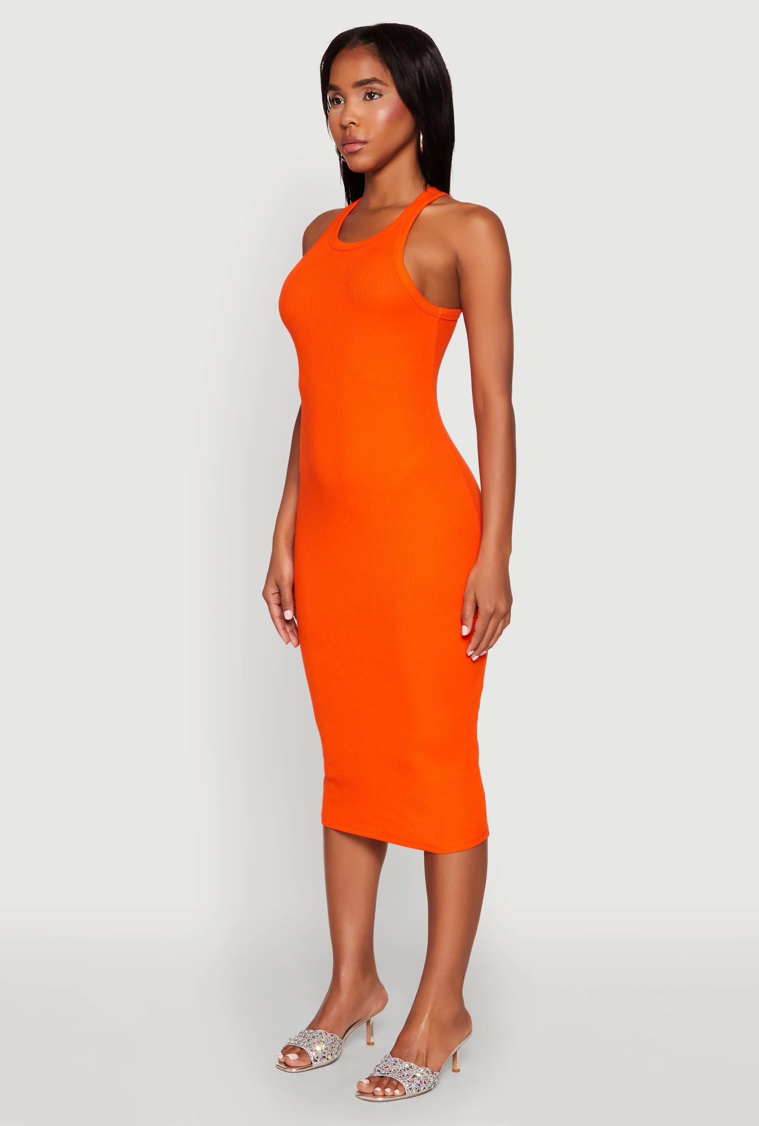 Seasonal Wear Sleek Fashion Racerback Midi Tank Dress