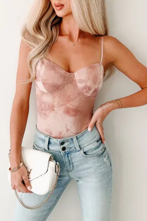 Natural Modern Charming Resort Midnight Playlist Sleeveless Mesh Bodysuit (Mauve)
