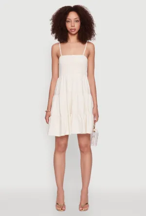 Bird Call Madden Girl Linen Tiered Sundress with Smocked Square Neck